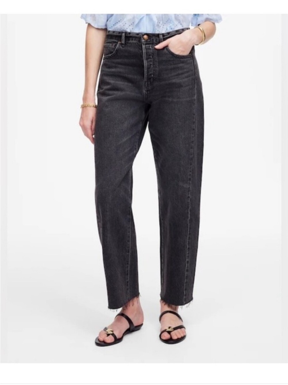 NWOT MADEWELL PIECED
BARREL LEG JEANS